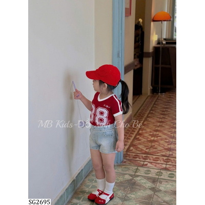 SG2695 SET ÁO SỐ 88 PHỐI QUẦN SHORT JEAN