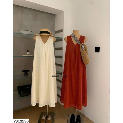 VM3996 VÁY MAXI SUÔNG SÁT NÁCH PHONG CÁCH HÀN QUỐC