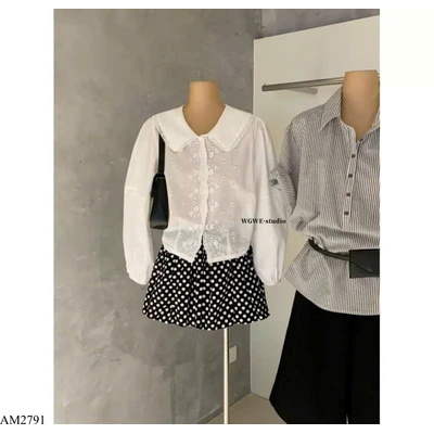 AM2791 ÁO SƠ MI TRẮNG PHỐI REN HÃNG W.G.W.E