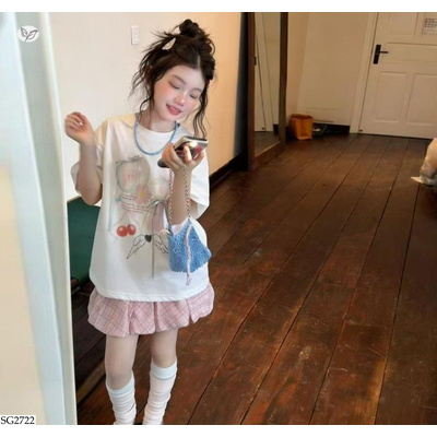 SG2722 SET ÁO MIX CHÂN VÁY BÍ