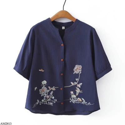 AM2813 ÁO SƠ MI THÊU HOA NỮ