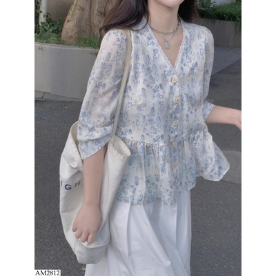 AM2812 ÁO KIỂU HOA NHÍ BABYDOLL TAY LỠ