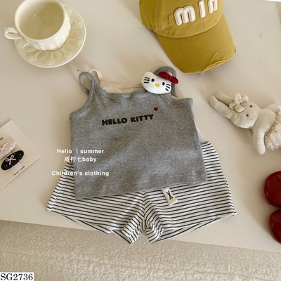 SG2736 BỘ ĐỒ MÙA HÈ ÁO HELLO KITTY + QUẦN SHORT BÉ GÁI