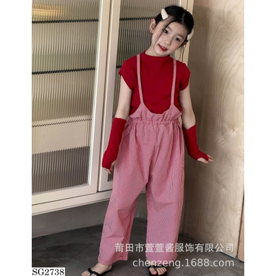 SG2738 BỘ QUẦN YẾM KẺ + ÁO THUN NGẮN TAY BÉ GÁI