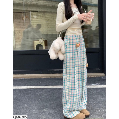 QM6205 QUẦN SUÔNG KẺ CARO CHO NỮ
