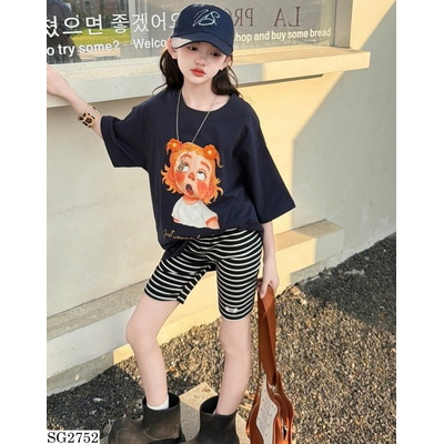 SG2752 ÁO THUN CÔ GÁI MIX LEGGING KẺ