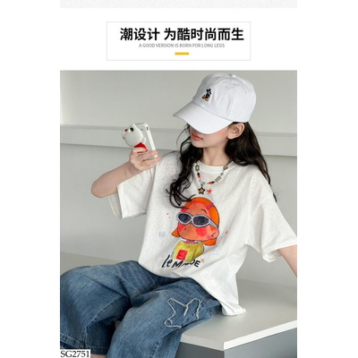 SG2751 ÁO THUN CÔ GÁI MIX JEANS LỠ