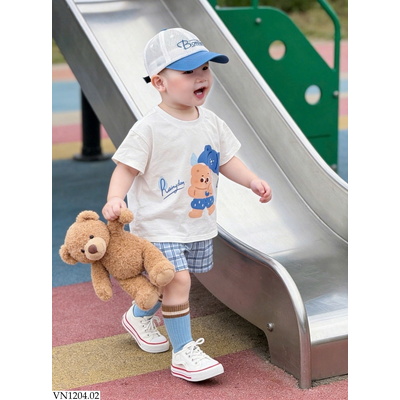 VN1204.02 BỘ SHORT GẤU QUẦN KẺ CHO BG