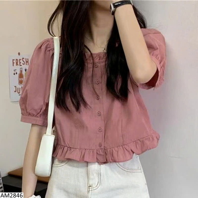 AM2846 ÁO SƠ MI NGẮN NỮ TAY PHỒNG BÈO