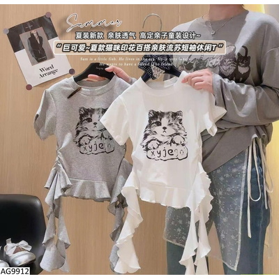 AG9912 ÁO CỘC TAY HOẠ TIẾT MÈO CUTE