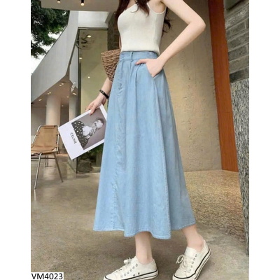 VM4023 CHÂN VÁY DÁNG DÀI DENIM NỮ NHÀ ANGEL