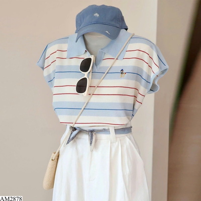 AM2878 ÁO POLO KẺ NGANG NỮ