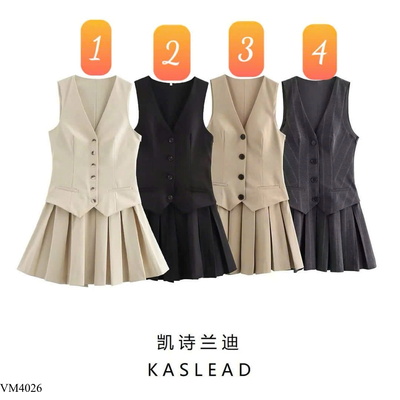 VM4026 VÁY LIỀN VEST XẾP LY NỮ HÃNG KASLEAD