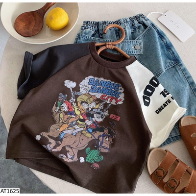 AT1625 ÁO THUN MICKEY PHỐI MÀU TAY