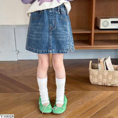 V10028 CHÂN VÁY JEAN BÉ GÁI DÁNG CHỮ A PHONG CÁCH HÀN AMBBKIDS