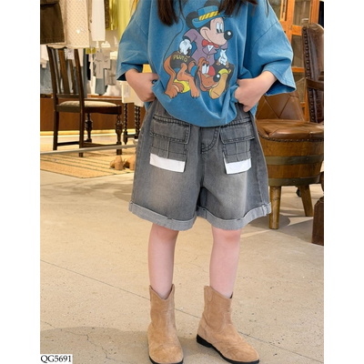 QG5691 QUẦN SHORT JEANS TÚI NGƯỢC CÁ TÍNH XDJ