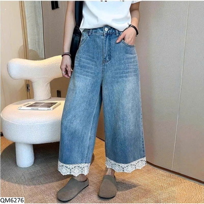 QM6276 QUẦN JEAN LỠ MIX REN