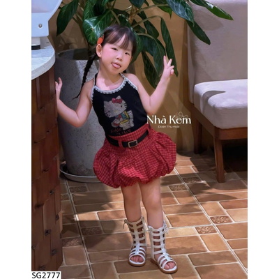 SG2777 SÉT ÁO CỔ YẾM KITTY MIX CV BÍ KẺ CHO BG