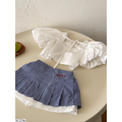 SG2786 SET ÁO TAY BỒNG MIX CHÂN VÁY