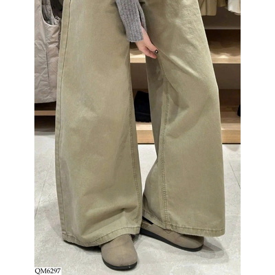 QM6297 QUẦN JEANS ỐNG RỘNG MÀU KAKI