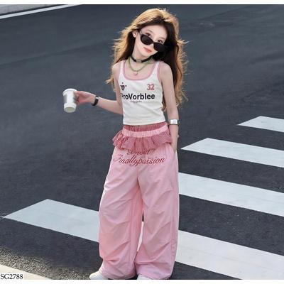 SG2788 ÁO SÁT NÁCH MIX QUẦN GIÓ SUÔNG HỒNG