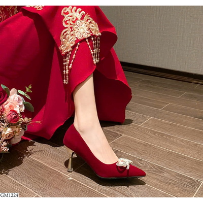 GM1224 GIẦY CAO GÓT MŨI NHỌN MÀU ĐỎ