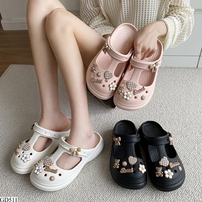 GD511 DÉP CROCS HOA GẤU SIÊU CƯNG MẸ VÀ BÉ