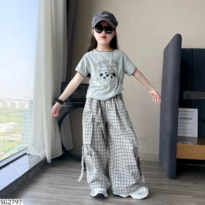 SG2797 SET ÁO PHÔNG PHỐI QUẦN KẺ CARO