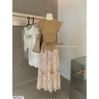 SM5027 SET ÁO TAY HẾN CHÂN VÁY DÀI Y.JIA