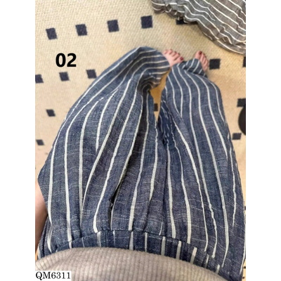 QM6311 QUẦN ỐNG RỘNG NỮ HỌA TIẾT KẺ SỌC PHONG CÁCH VINTAGE