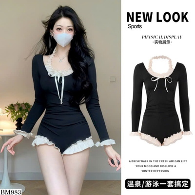 BM983 ĐỒ BƠI NỮ LIỀN THÂN TÔN DÁNG PHỐI VIỀN BÈO TRẮNG NỔI BẬT