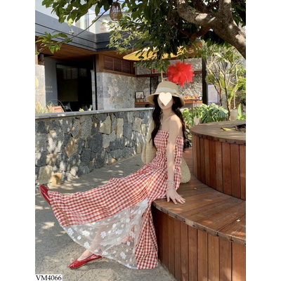 VM4066 VÁY CÚP NGỰC CARO ĐI BIỂN