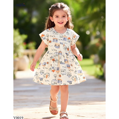 V0019 VÁY HỌA TIẾT NGÔI NHÀ LITTLE MAVEN
