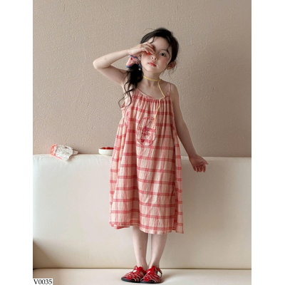 V0035 VÁY 2 DÂY KẺ CHO BG