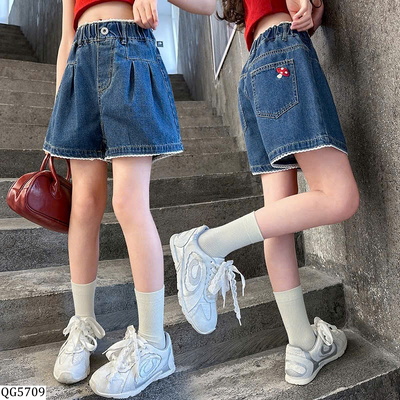 QG5709  QUẦN SHORT BÉ GÁI REN GẤU