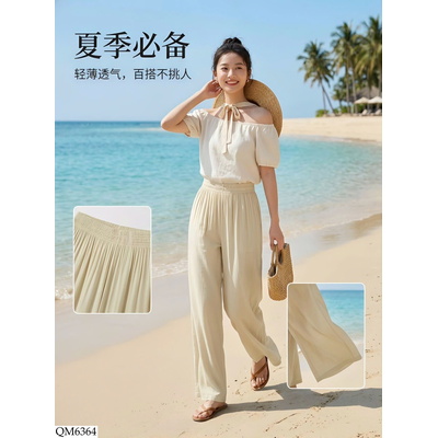 QM6364 QUẦN ỐNG RỘNG NỮ CẠP CHUN