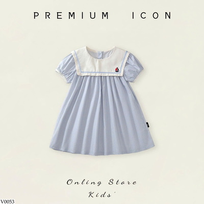V0053 VÁY KẺ CARO TAY PHỒNG CHO BÉ