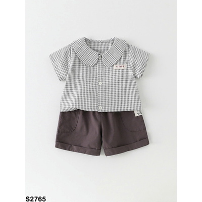 S2765 SET ÁO SƠ MI KẺ CARO PHỐI QUẦN SHORT