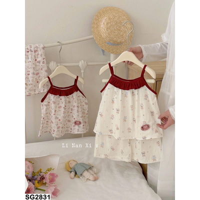 SG2831 BỘ NGỦ HAI DÂY MẶC NHÀ CHO BÉ GÁI