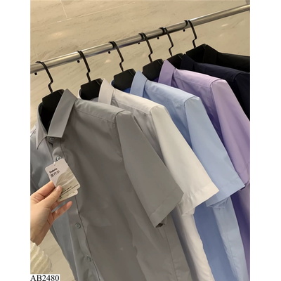 AB2480 ÁO SƠ MI NGẮN TAY HÃNG IN BLUE