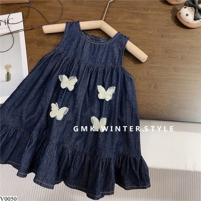 V0050 VÁY DENIM BƯƠM BƯỚM BG