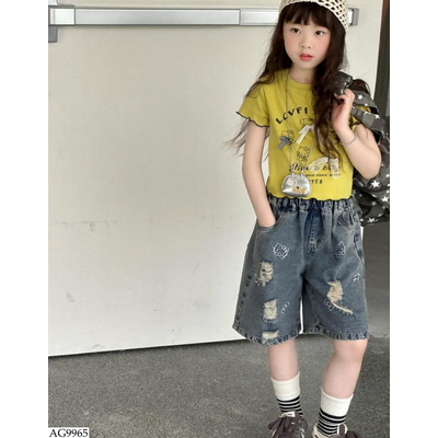 AG9965 ÁO CROPTOP IN HÌNH GẮN NƠ YUKIDS