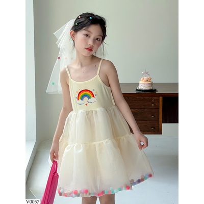 V0057 VÁY 2 DÂY CÔNG CHÚA CHO BG 