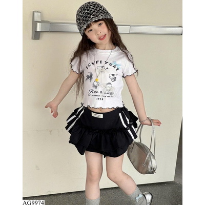 AG9974 ÁO CROPTOP IN HÌNH GẮN NƠ YUKIDS