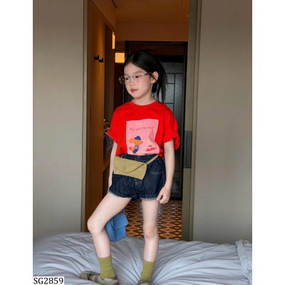 SG2859 SET ÁO ĐỎ MIX SHORT DENIM