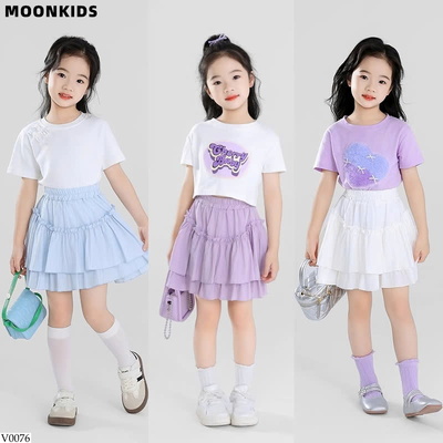 V0076 CHÂN VÁY XOÈ TẦNG BÉ GÁI