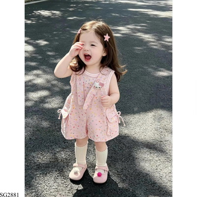 SG2881 SET YẾM KÈM ÁO SÁT NÁCH KẺ CHO BÉ GÁI