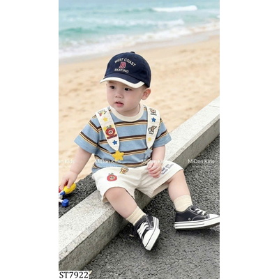 ST7922 SET ÁO PHÔNG KẺ PHỐI QUẦN SHORT