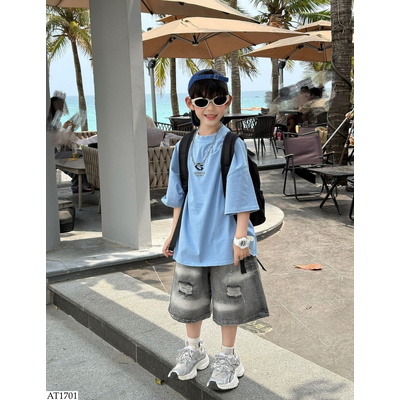 AT1701 ÁO THUN XANH DƯƠNG BASIC FANSHU