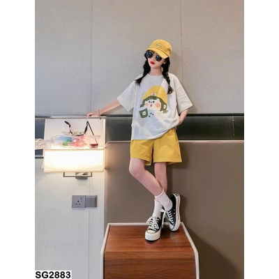 SG2883 SET ÁO PHÔNG CÔ GÁI MIX QUẦN SHORT VÀNG